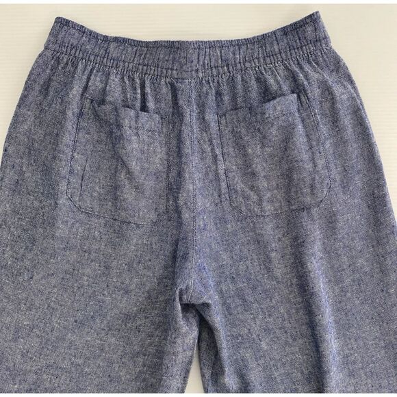 OLD NAVY Linen Blend Pull On Pants Chambray Blue High-Rise Wide Leg Women Size S - Picture 3 of 11